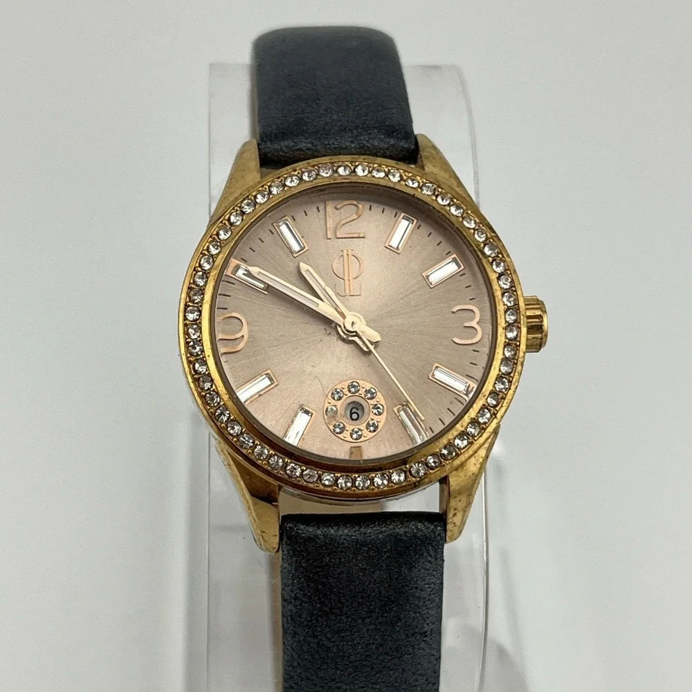 Jennifer‎ Lopez Watch Women 30mm Rose Gold Crystal Bezel Gray Band- New Battery
